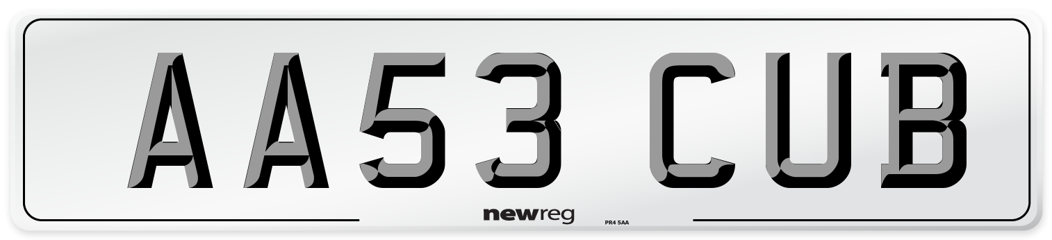 AA53 CUB Number Plate from New Reg